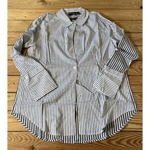 NWT Attitudes by Renee Parisian Striped Button Down Shirt Size 14 Black White
